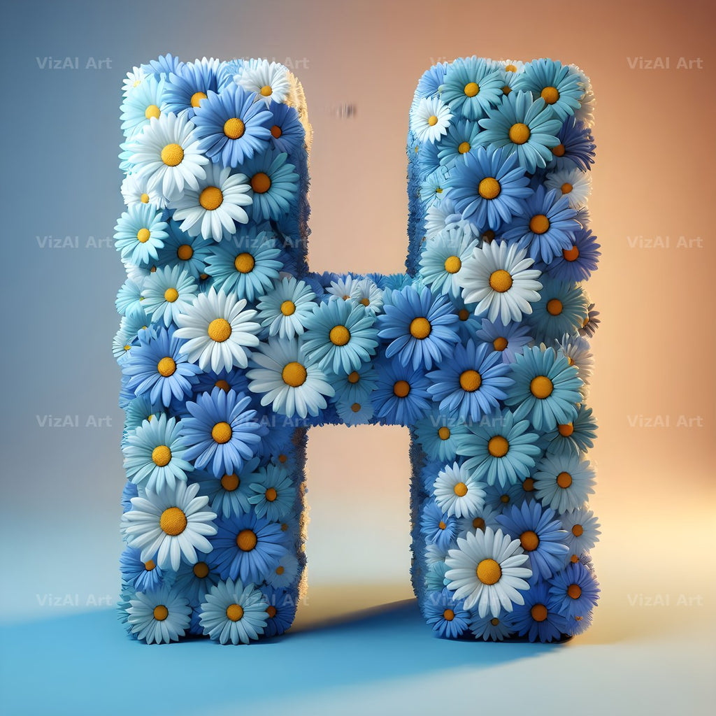 Blue Daisy alphabet letter H