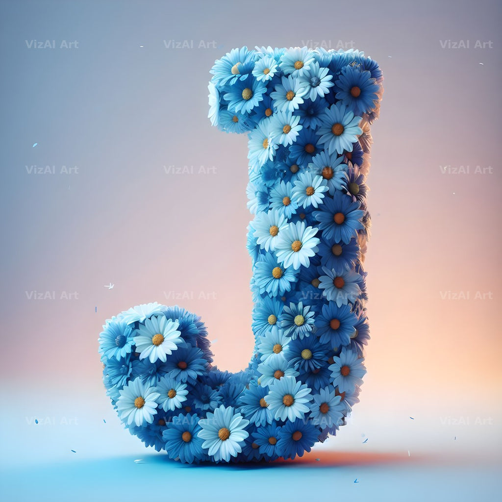 Blue Daisy alphabet letter J