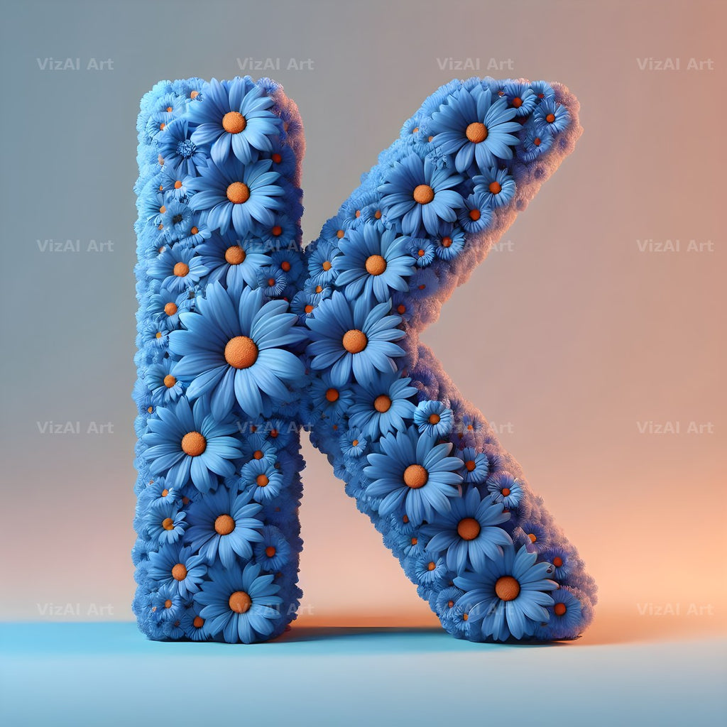 Blue Daisy alphabet letter K