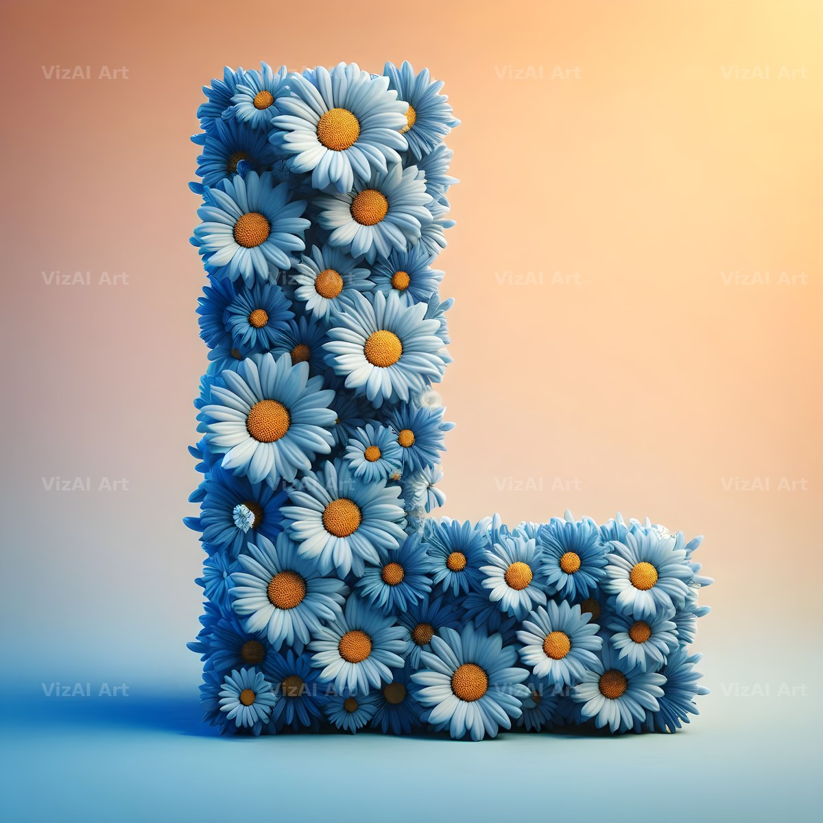 Blue Daisy alphabet letter L