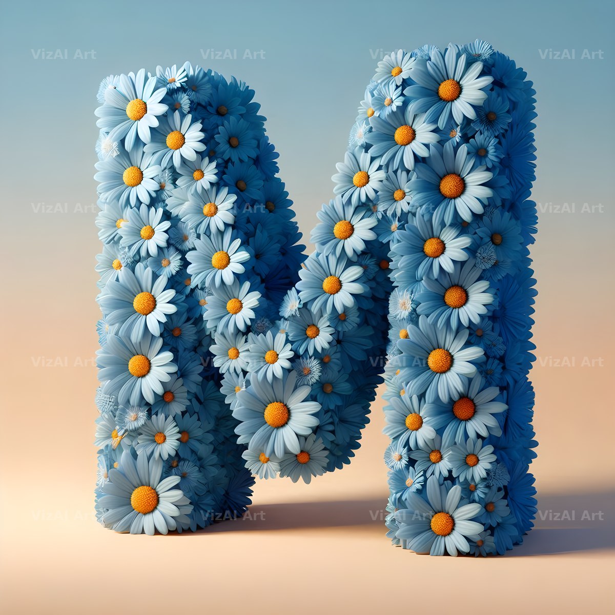 Blue Daisy alphabet letter M