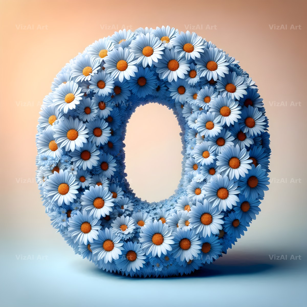 Blue Daisy alphabet letter O