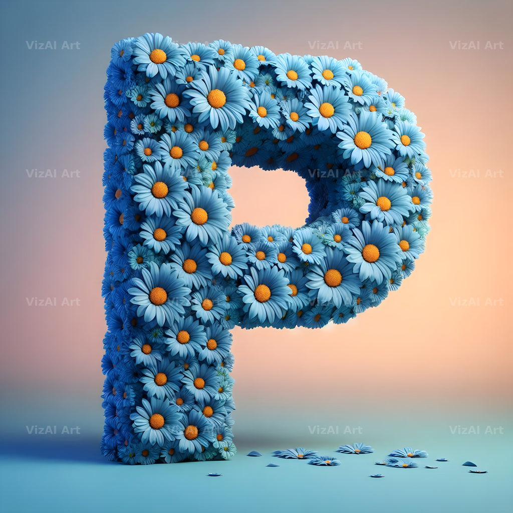 Blue Daisy alphabet letter P