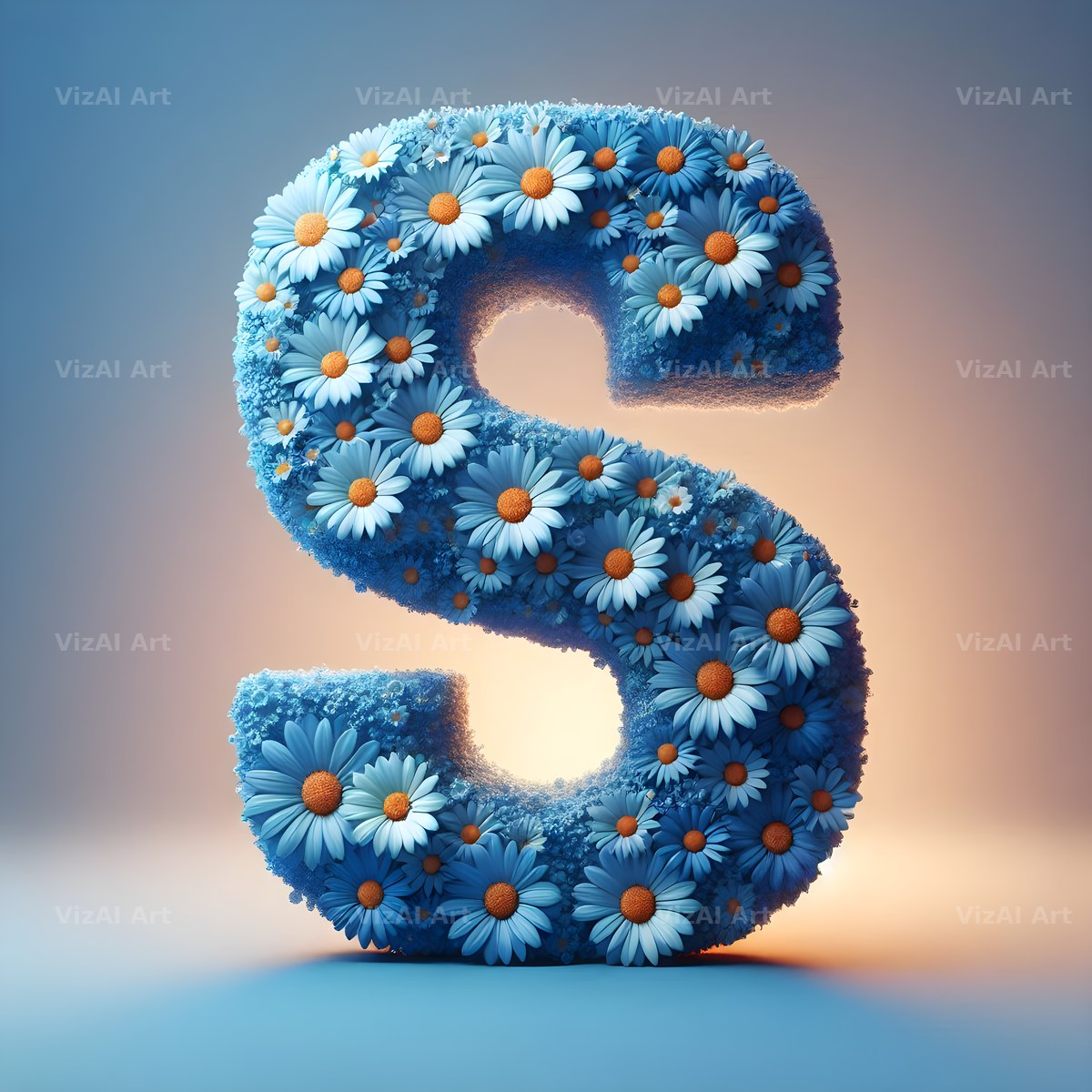 Blue Daisy alphabet letter S