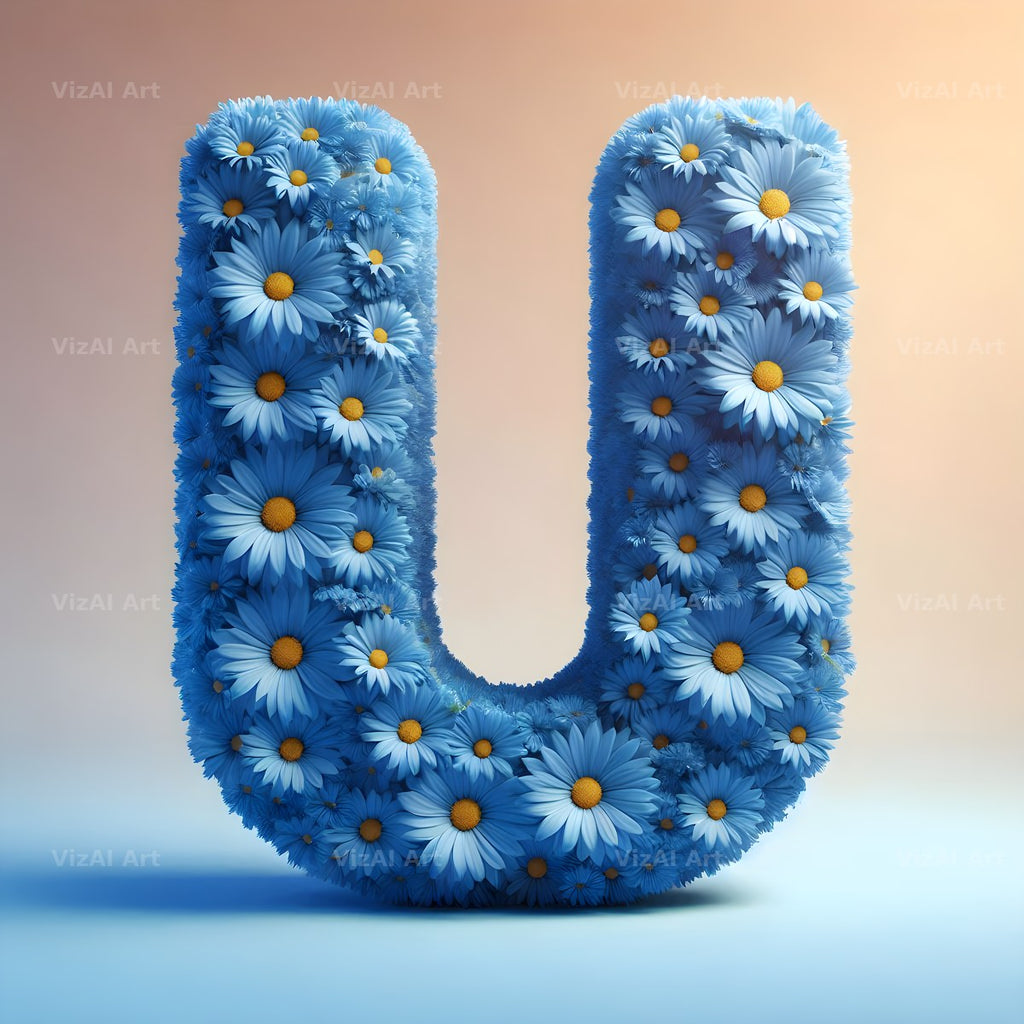 Blue Daisy alphabet letter U