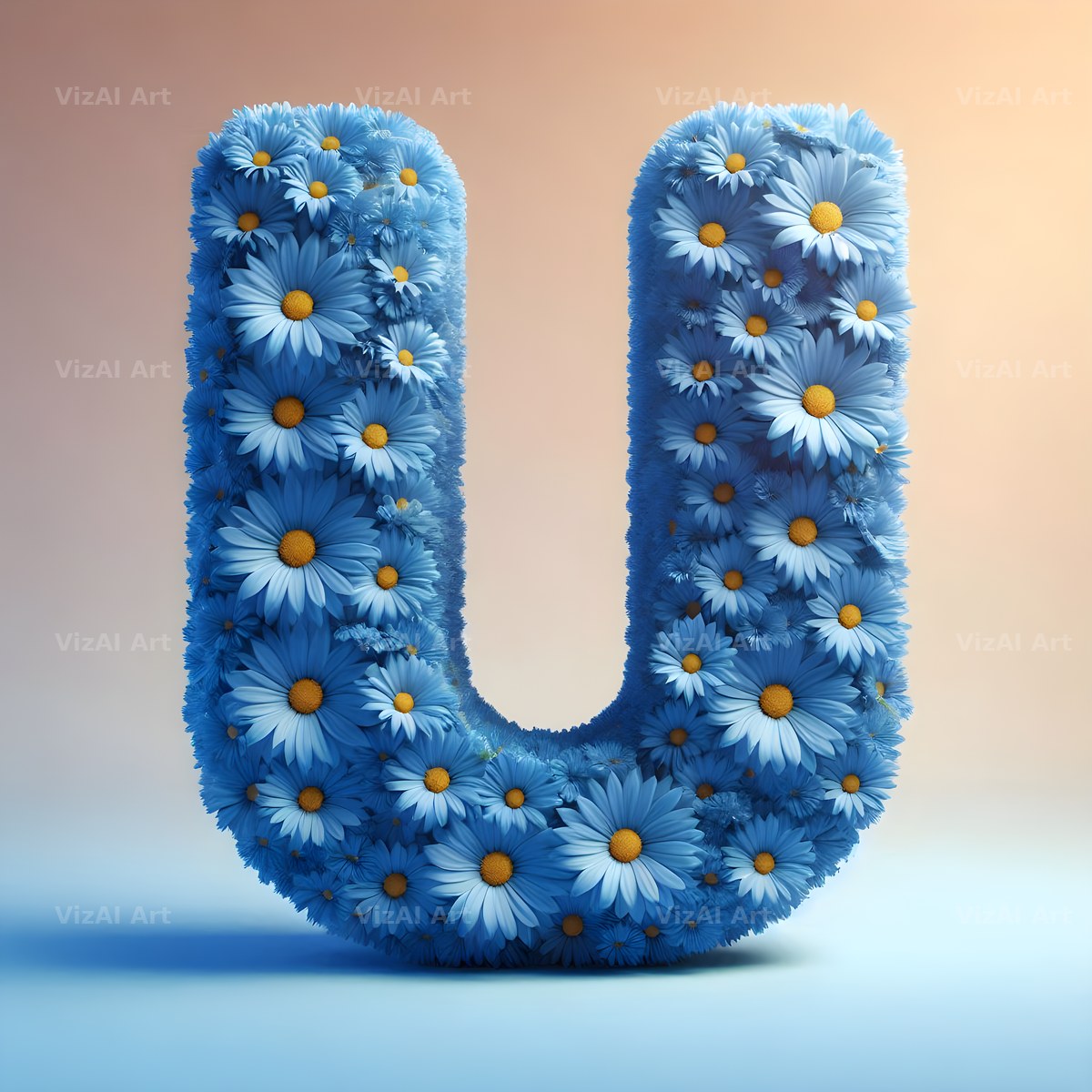 Blue Daisy alphabet letter U