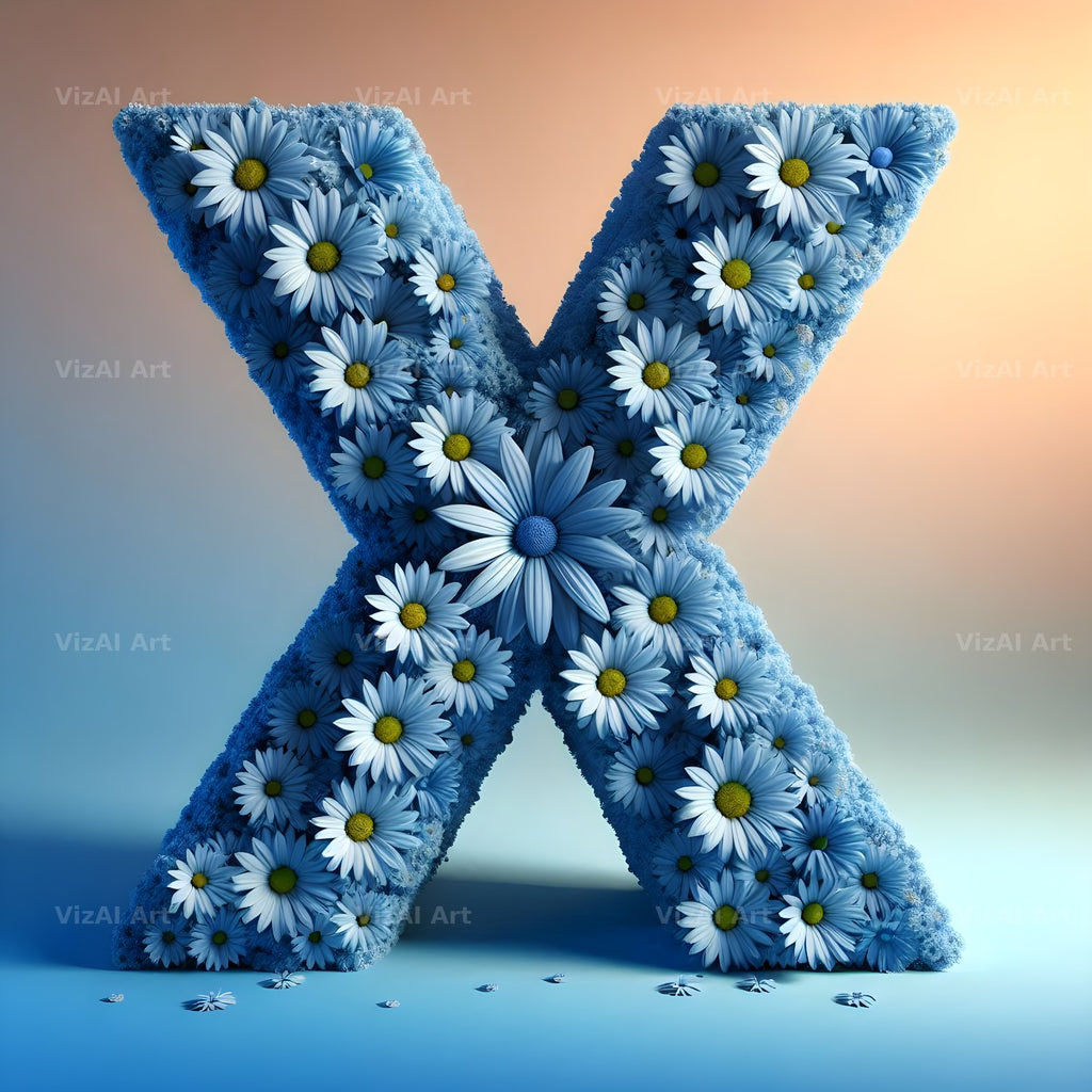 Blue Daisy alphabet letter X