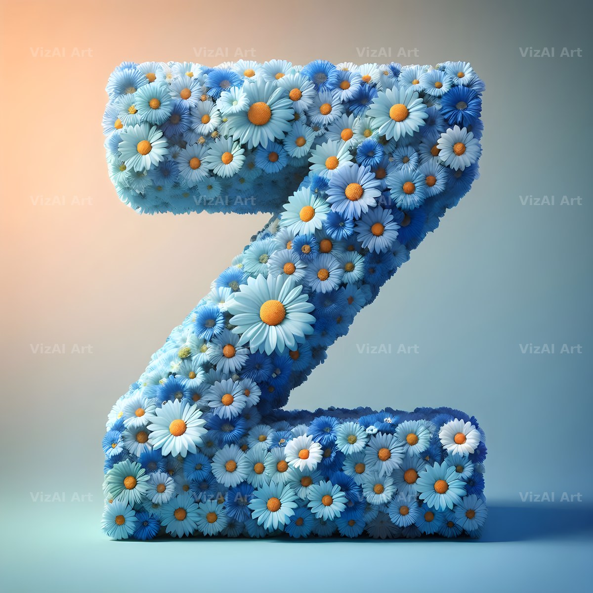 Blue Daisy alphabet letter Z