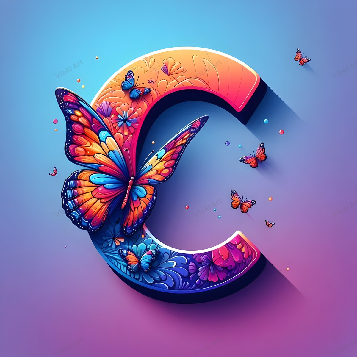 Butterfly alphabet letter C