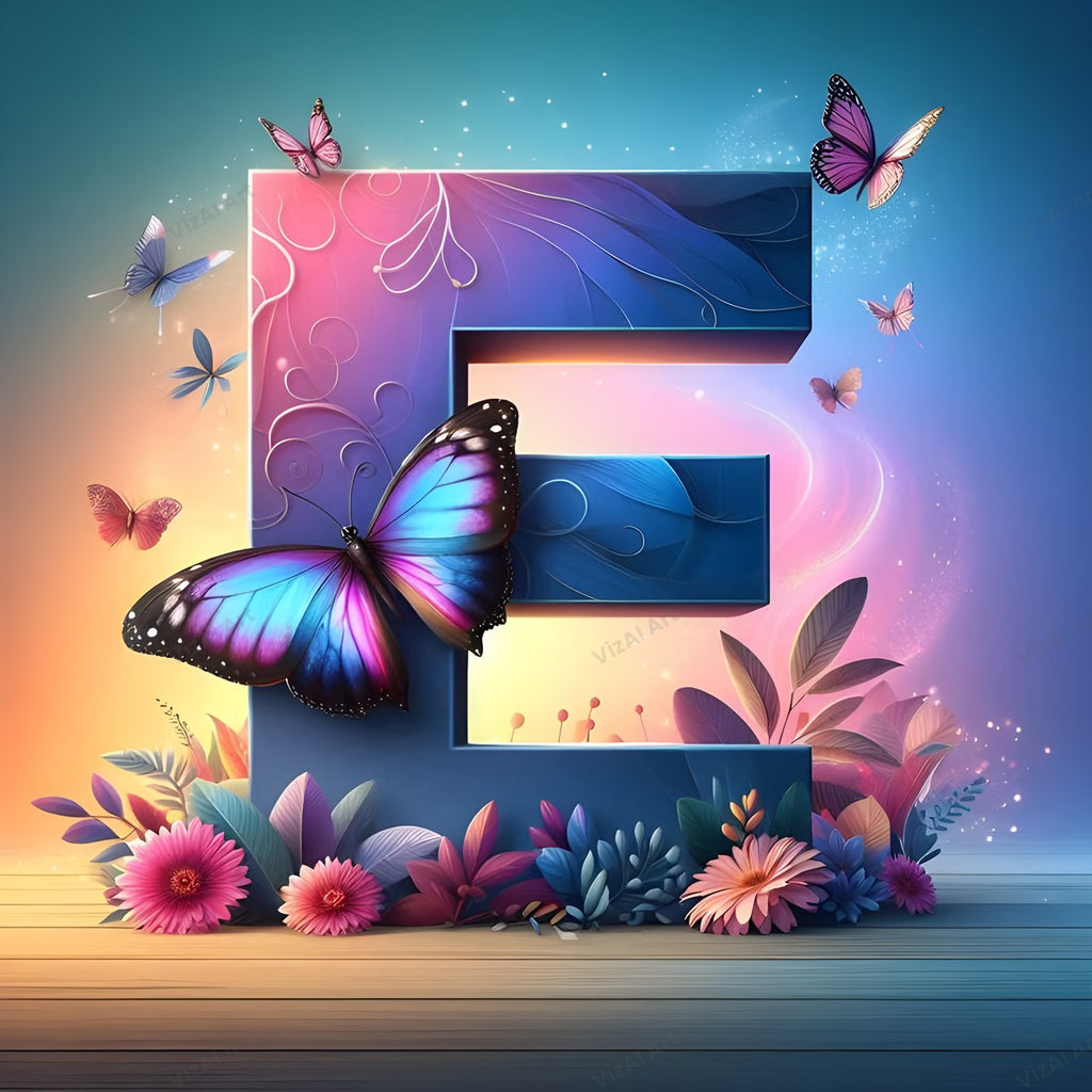 Butterfly alphabet letter E