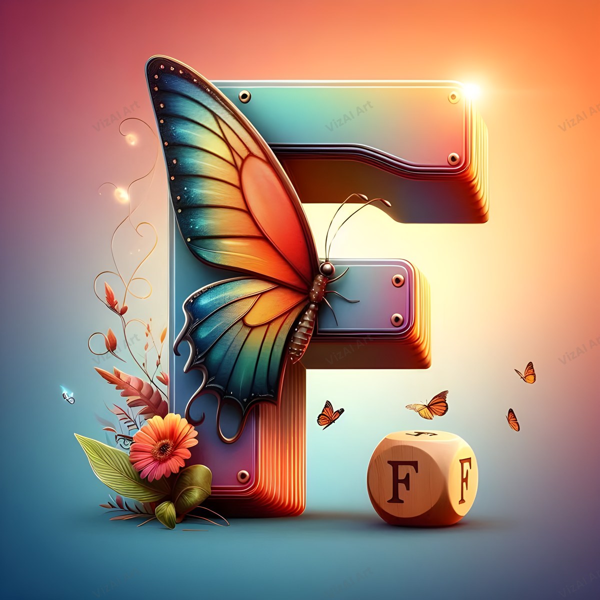 Butterfly alphabet letter F