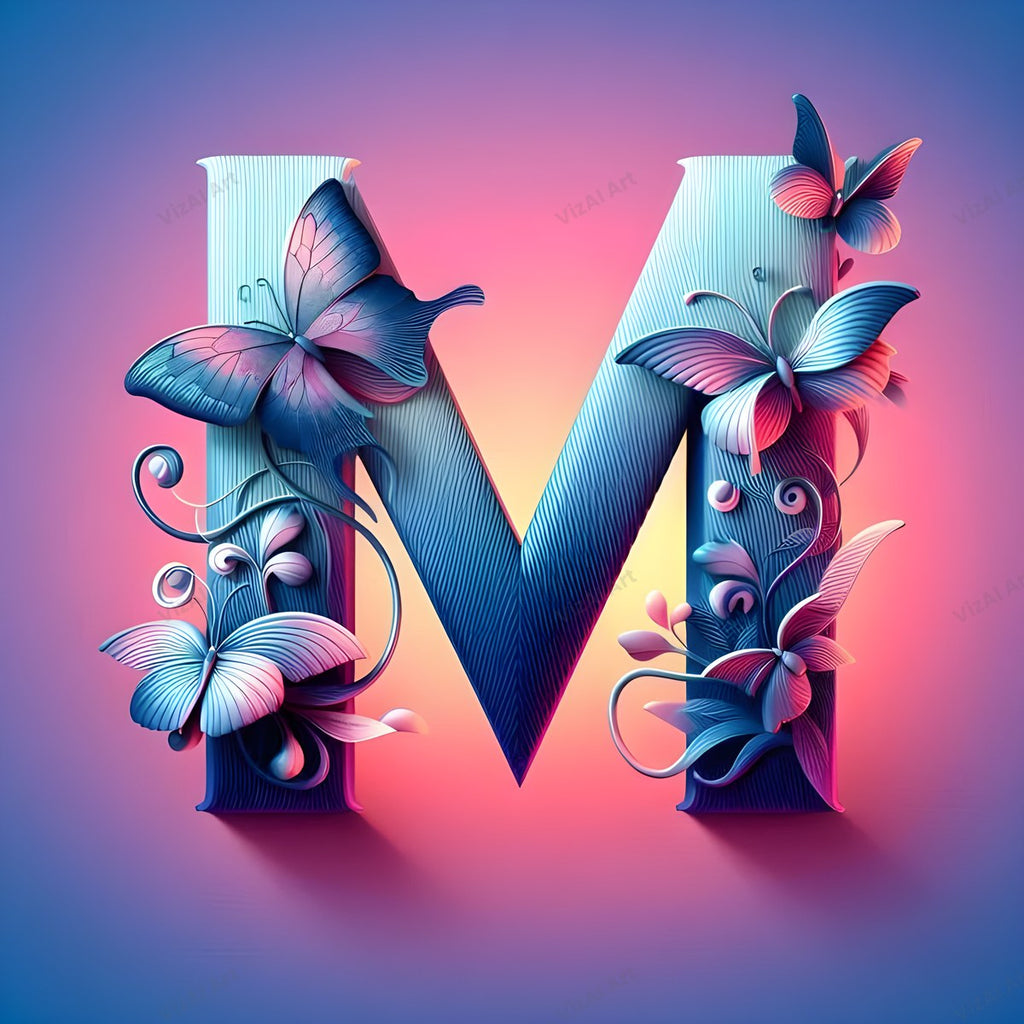 Butterfly alphabet letter M