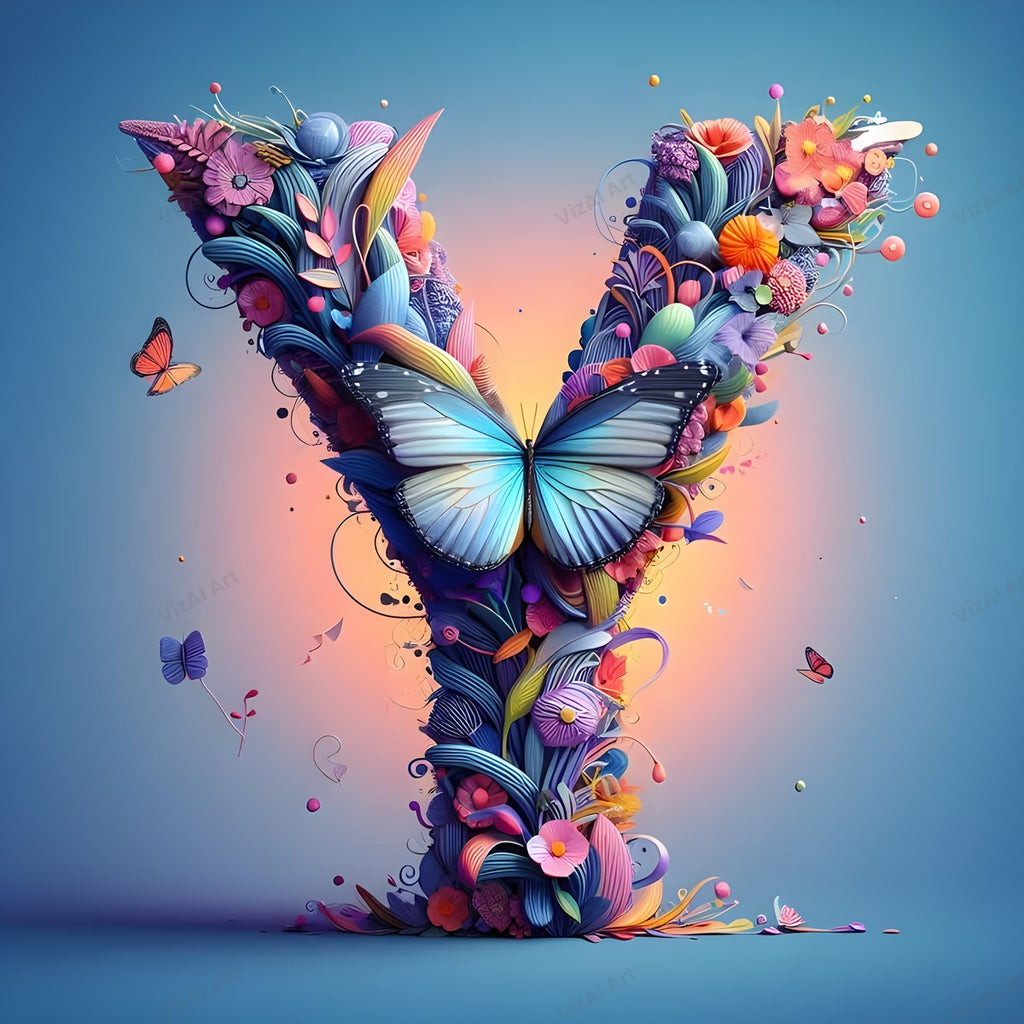Butterfly alphabet letter Y
