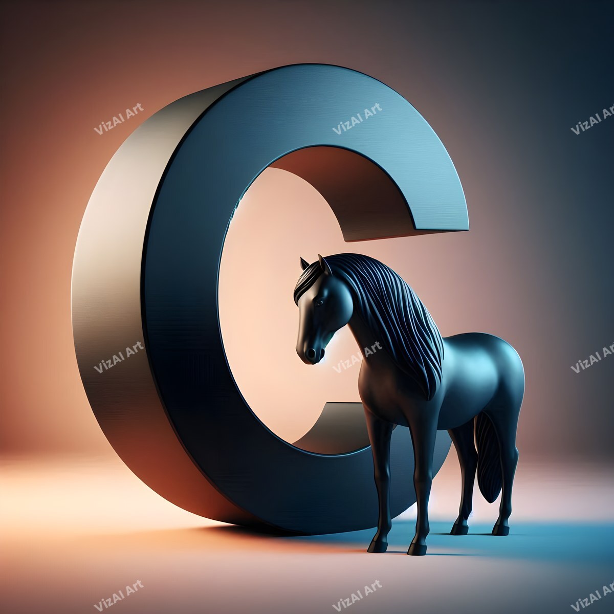 Black Horse alphabet letter C