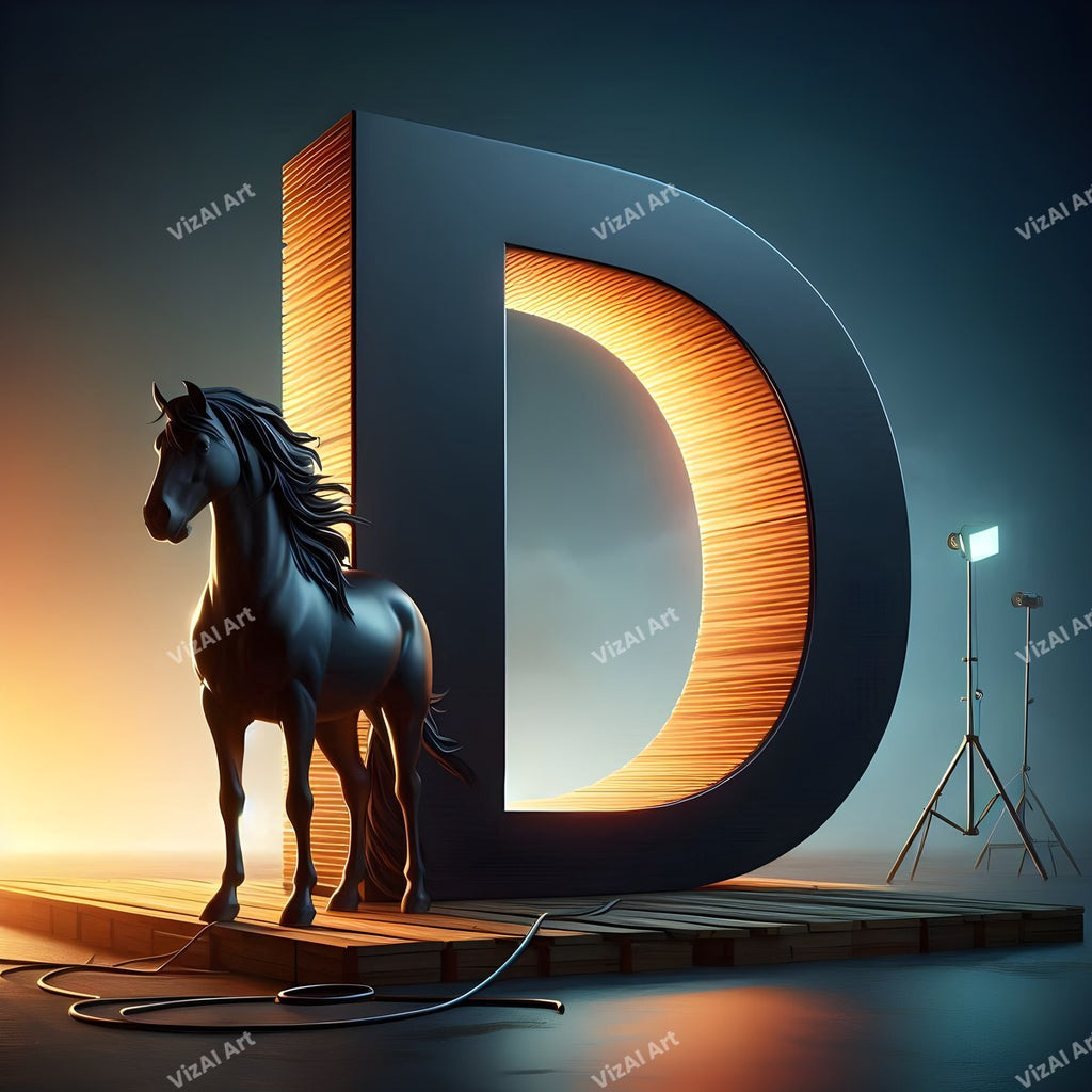 Black Horse alphabet letter D