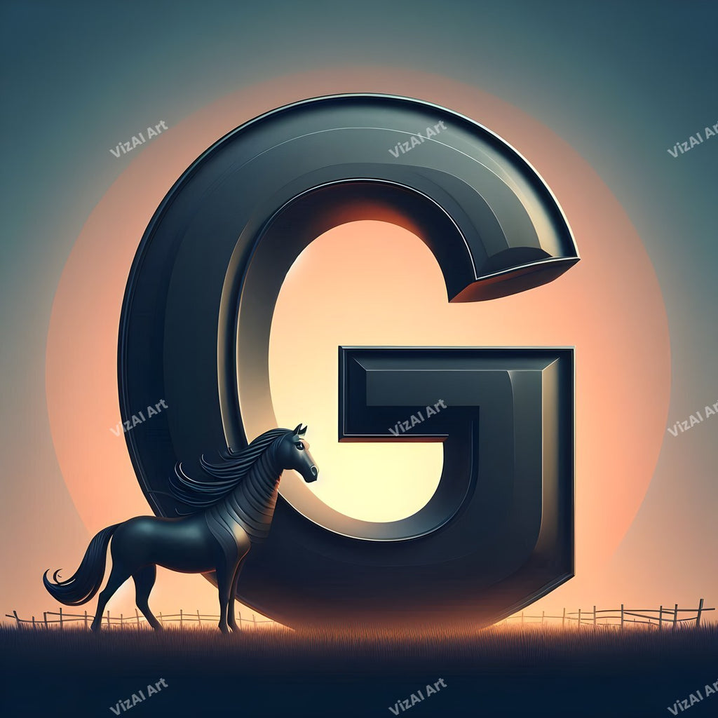 Black Horse alphabet letter G