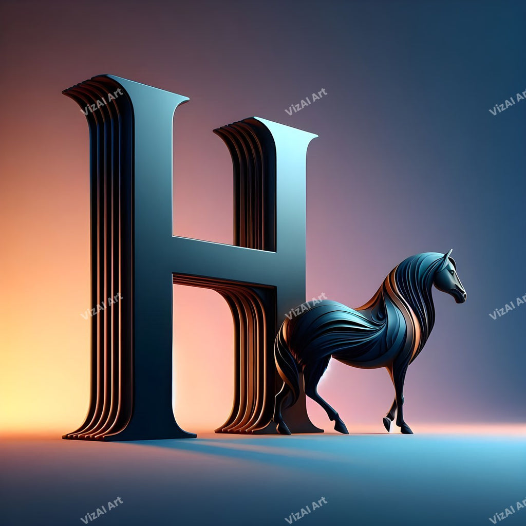 Black Horse alphabet letter H