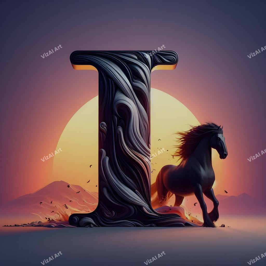 Black Horse alphabet letter I