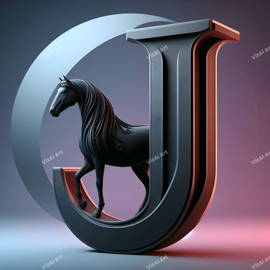 Black Horse alphabet letter J