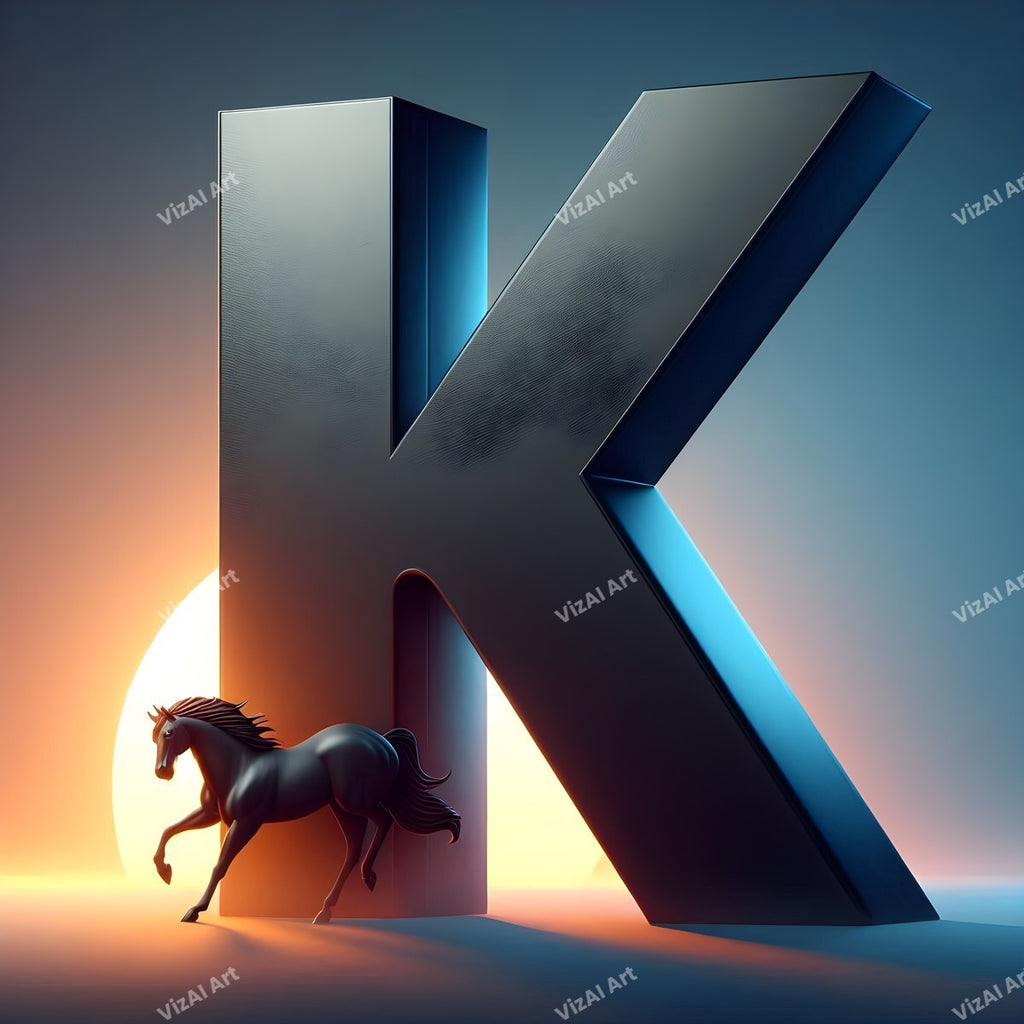 Black Horse alphabet letter K