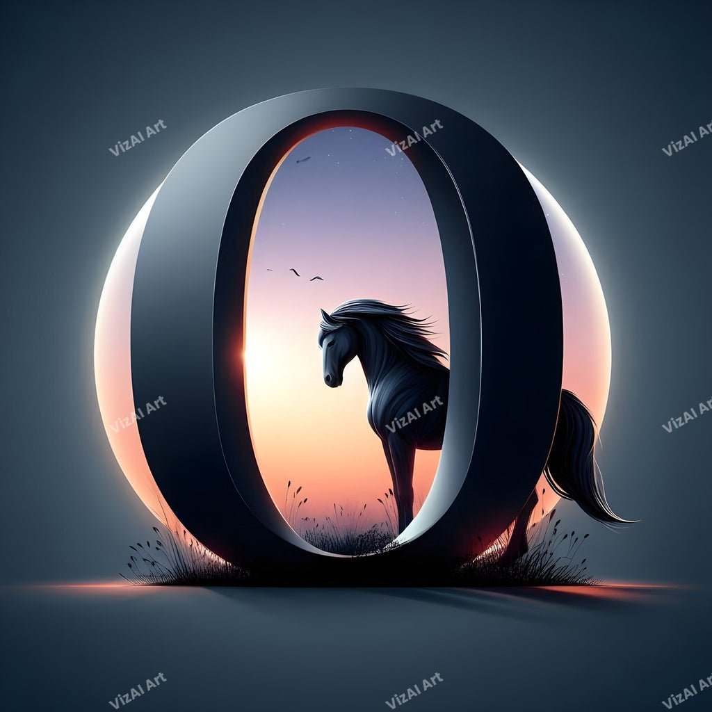 Black Horse alphabet letter O
