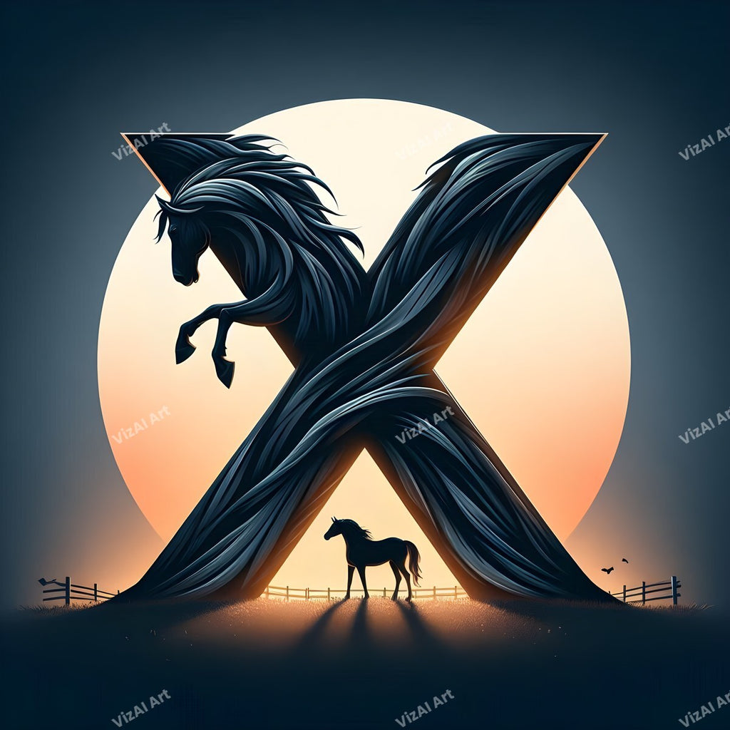 Black Horse alphabet letter X