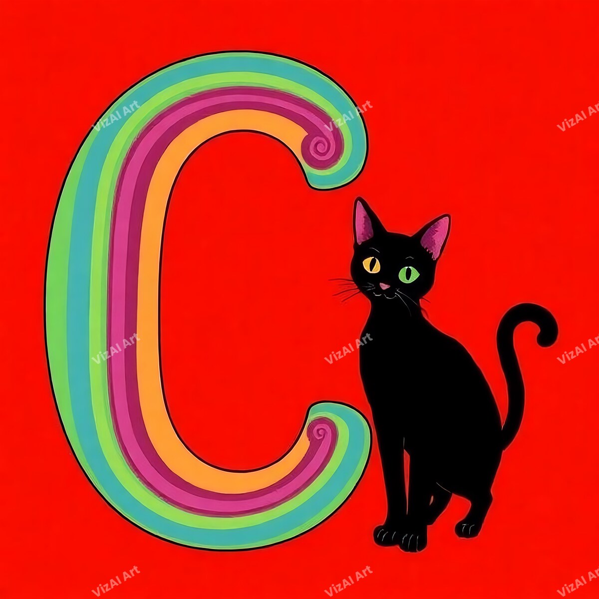 Black Cat alphabet letter C
