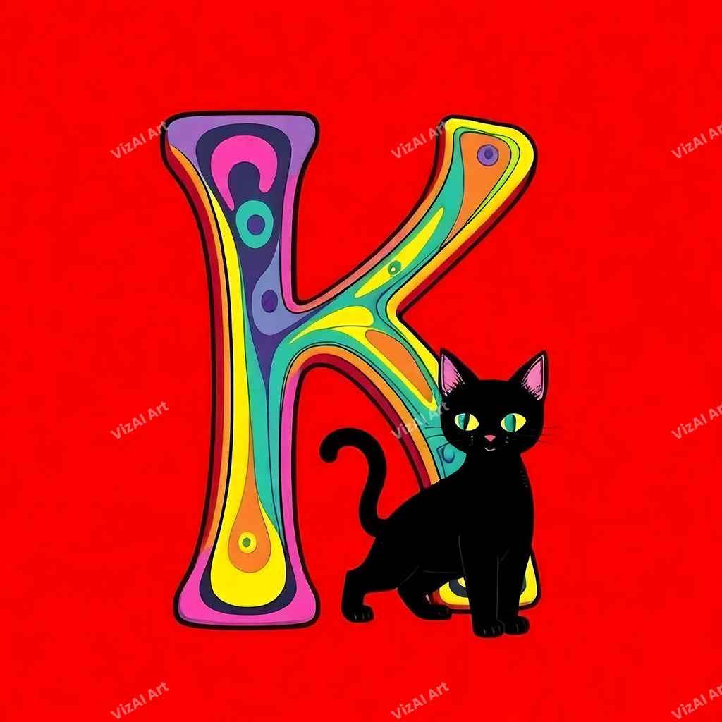 Black Cat alphabet letter K