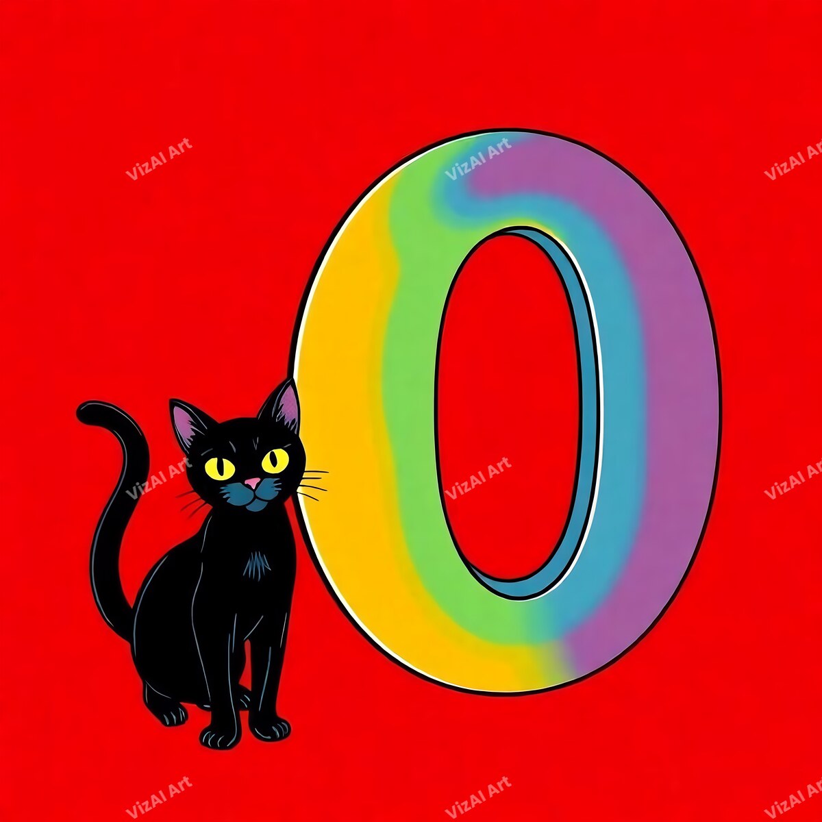 Black Cat alphabet letter O