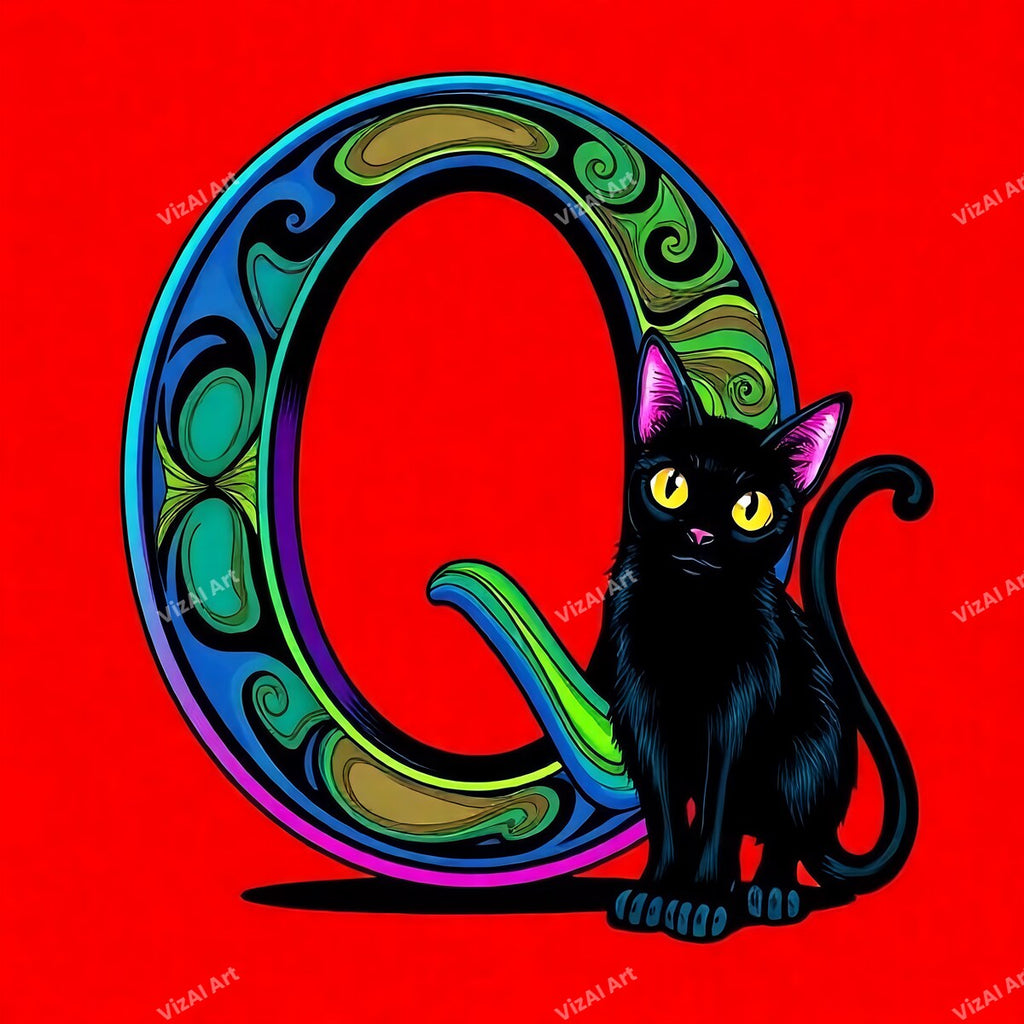 Black Cat alphabet letter Q
