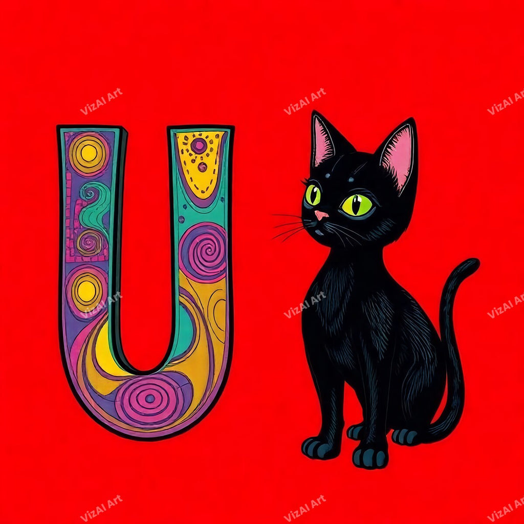 Black Cat alphabet letter U