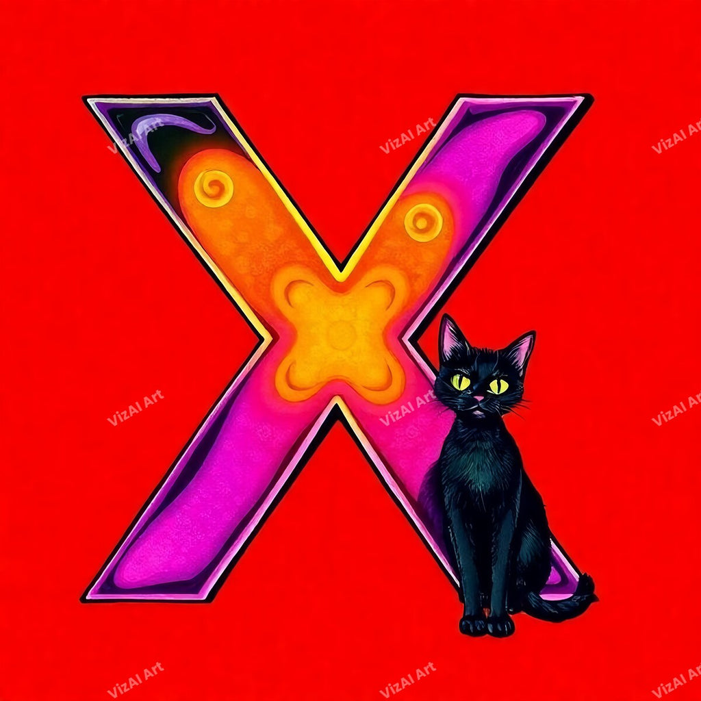 Black Cat alphabet letter X