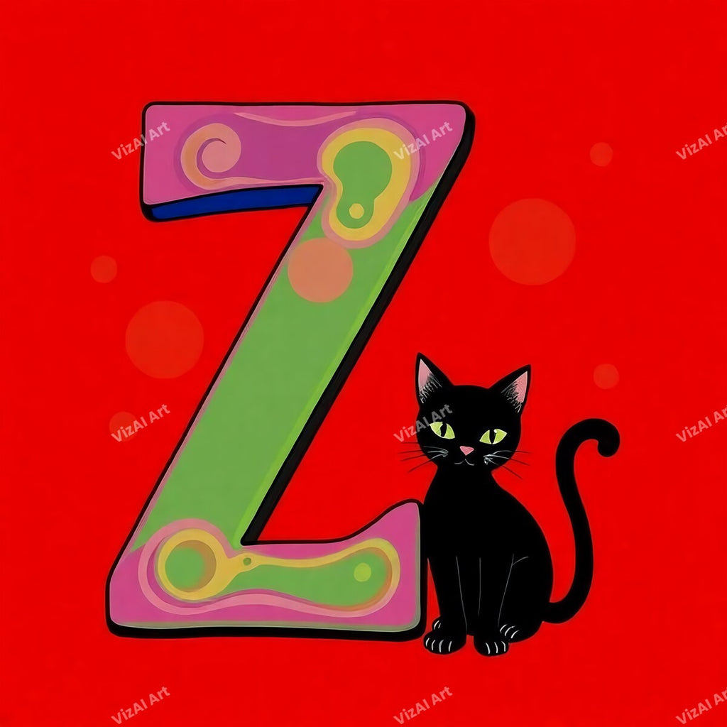 Black Cat alphabet letter Z