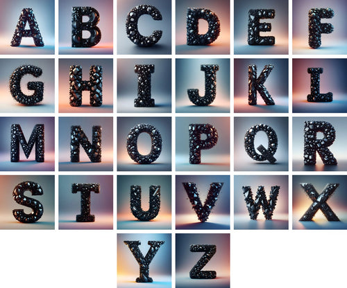 Black Crystal alphabet — choose an individual printable letter