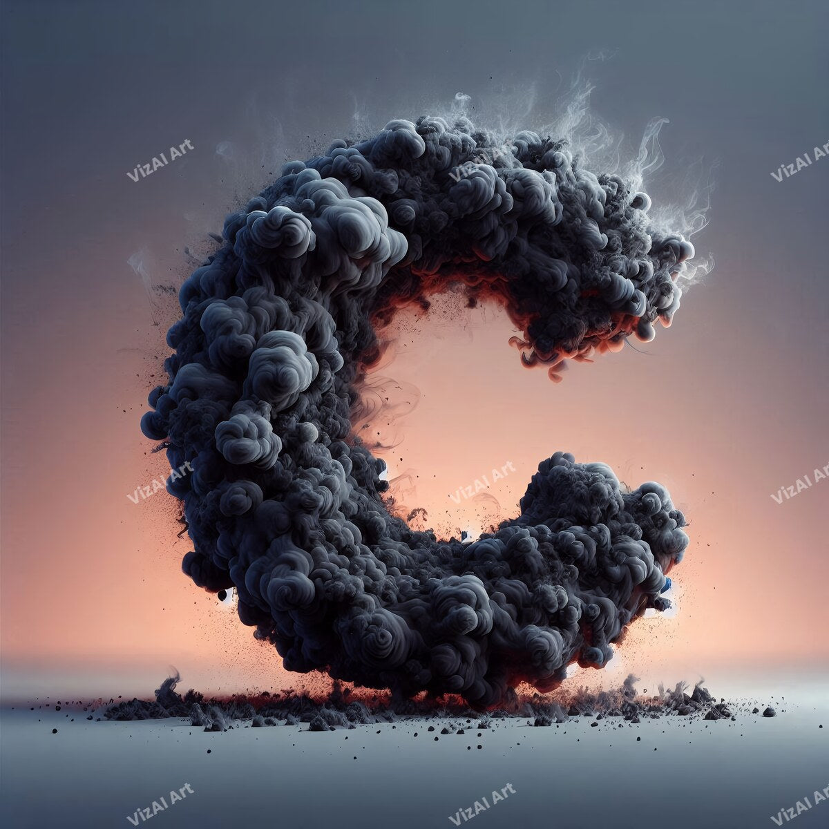 Black Smoke alphabet letter C