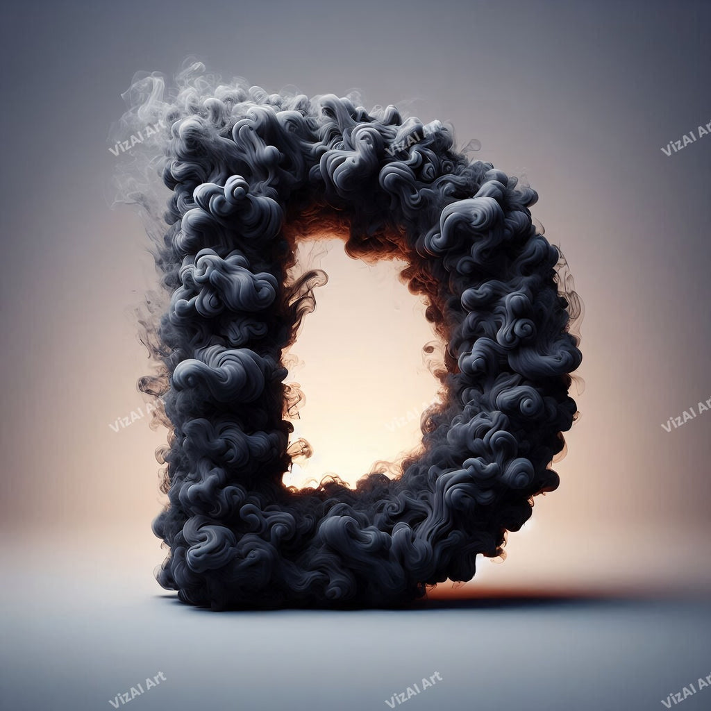 Black Smoke alphabet letter D