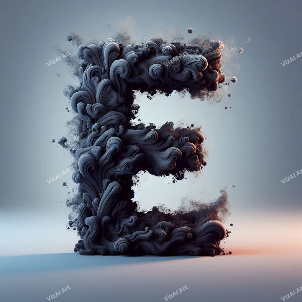 Black Smoke alphabet letter E