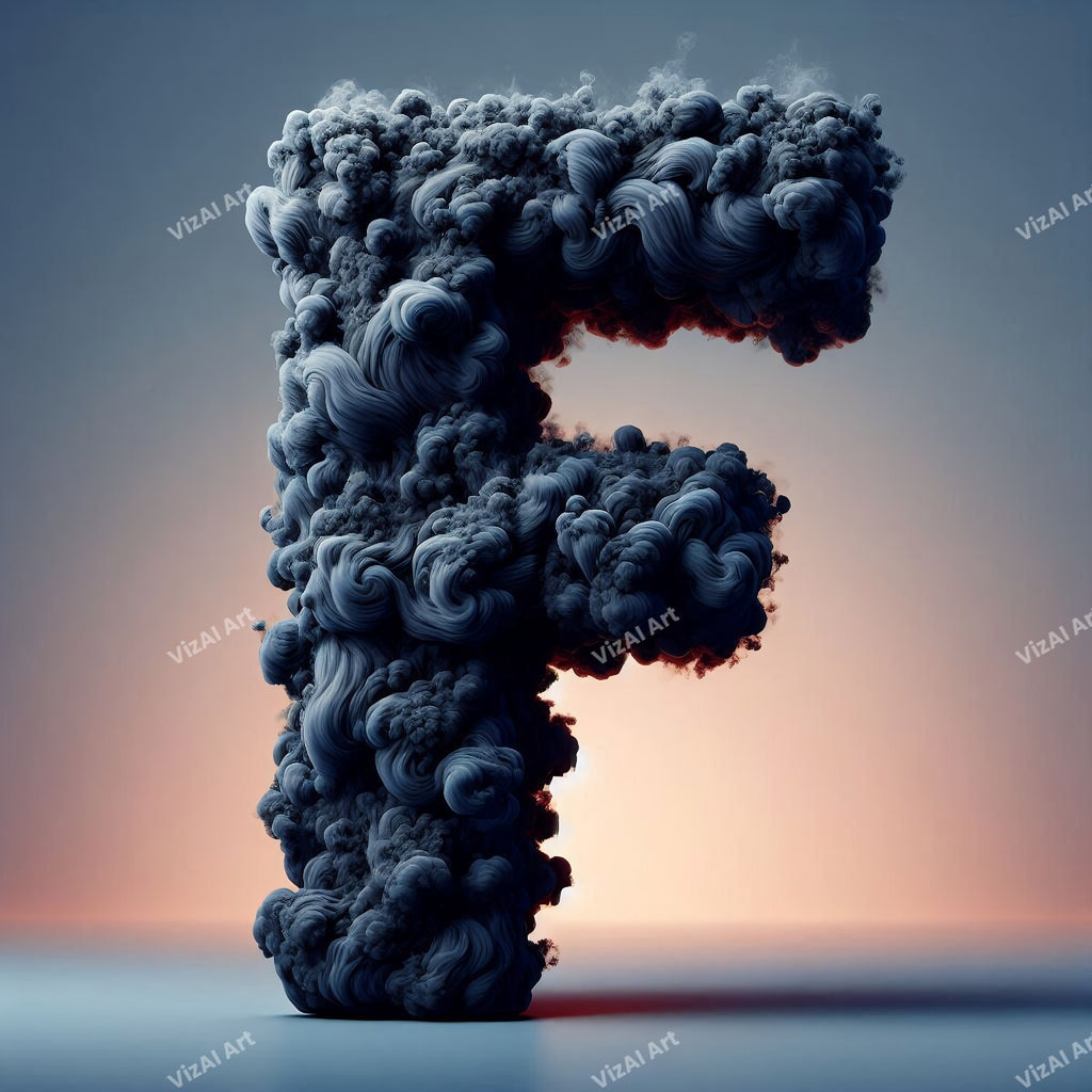 Black Smoke alphabet letter F