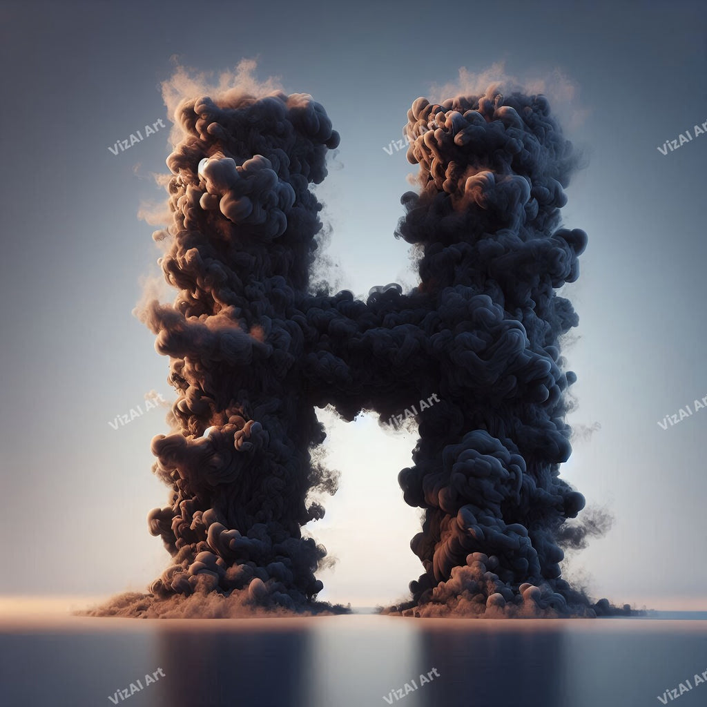 Black Smoke alphabet letter H