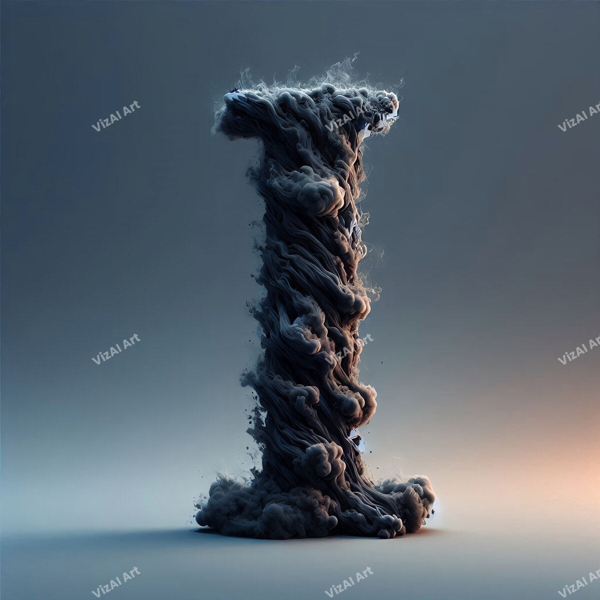 Black Smoke alphabet letter I