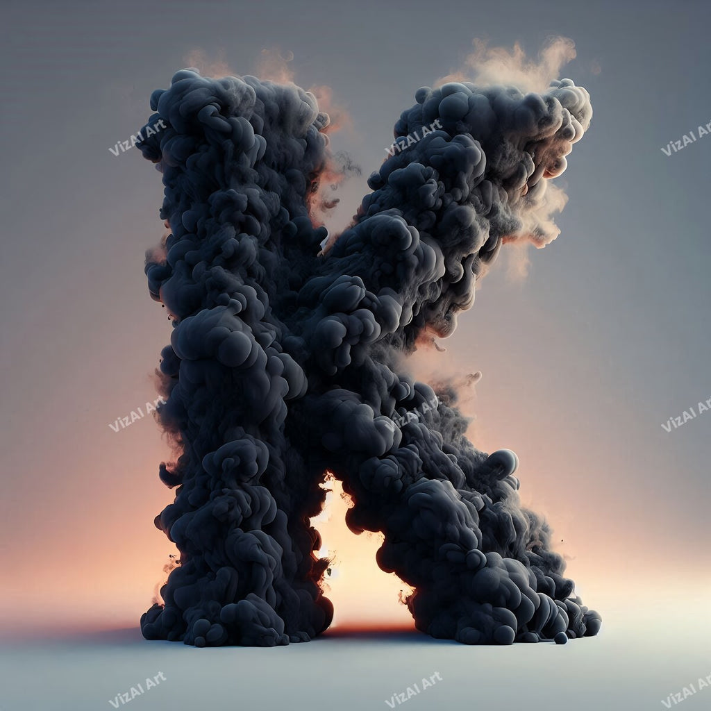 Black Smoke alphabet letter K