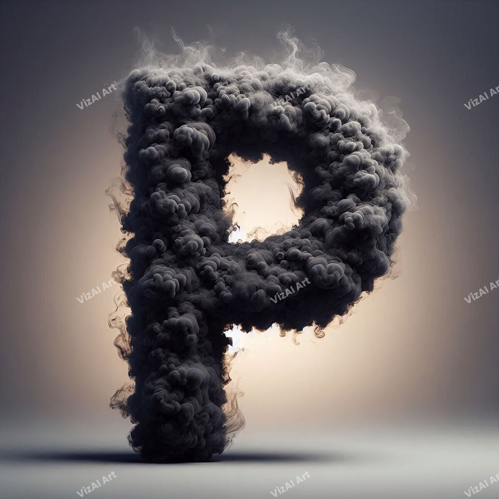 Black Smoke alphabet letter P
