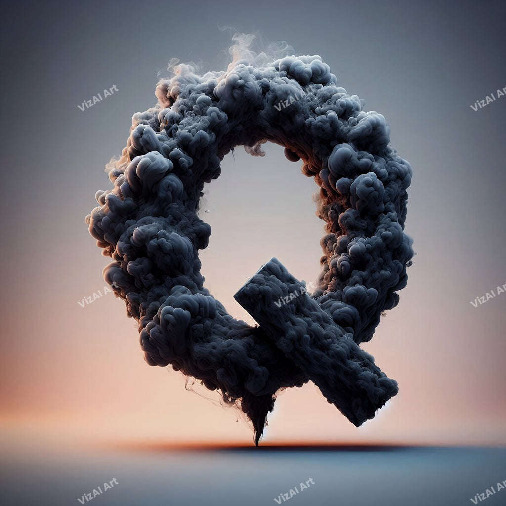 Black Smoke alphabet letter Q