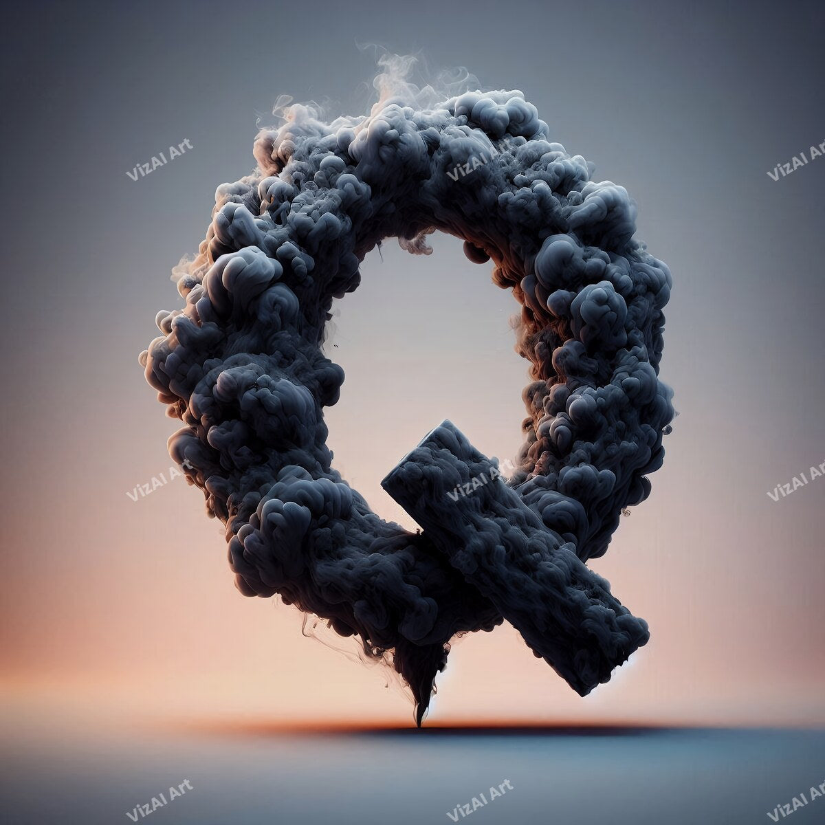Black Smoke alphabet letter Q
