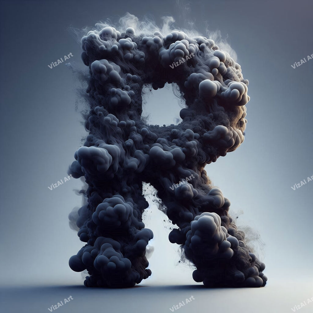 Black Smoke alphabet letter R
