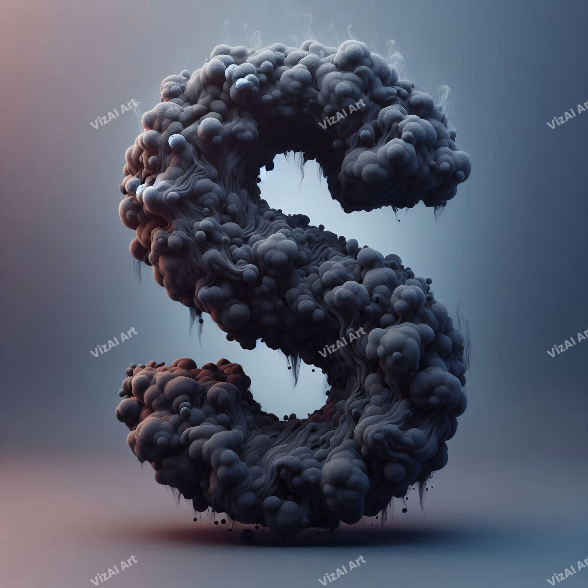 Black Smoke alphabet letter S