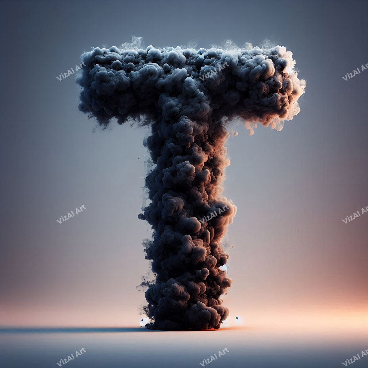 Black Smoke alphabet letter T