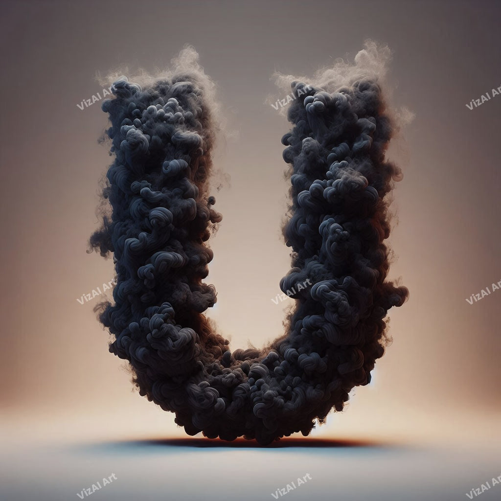 Black Smoke alphabet letter U