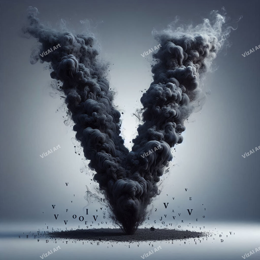 Black Smoke alphabet letter V