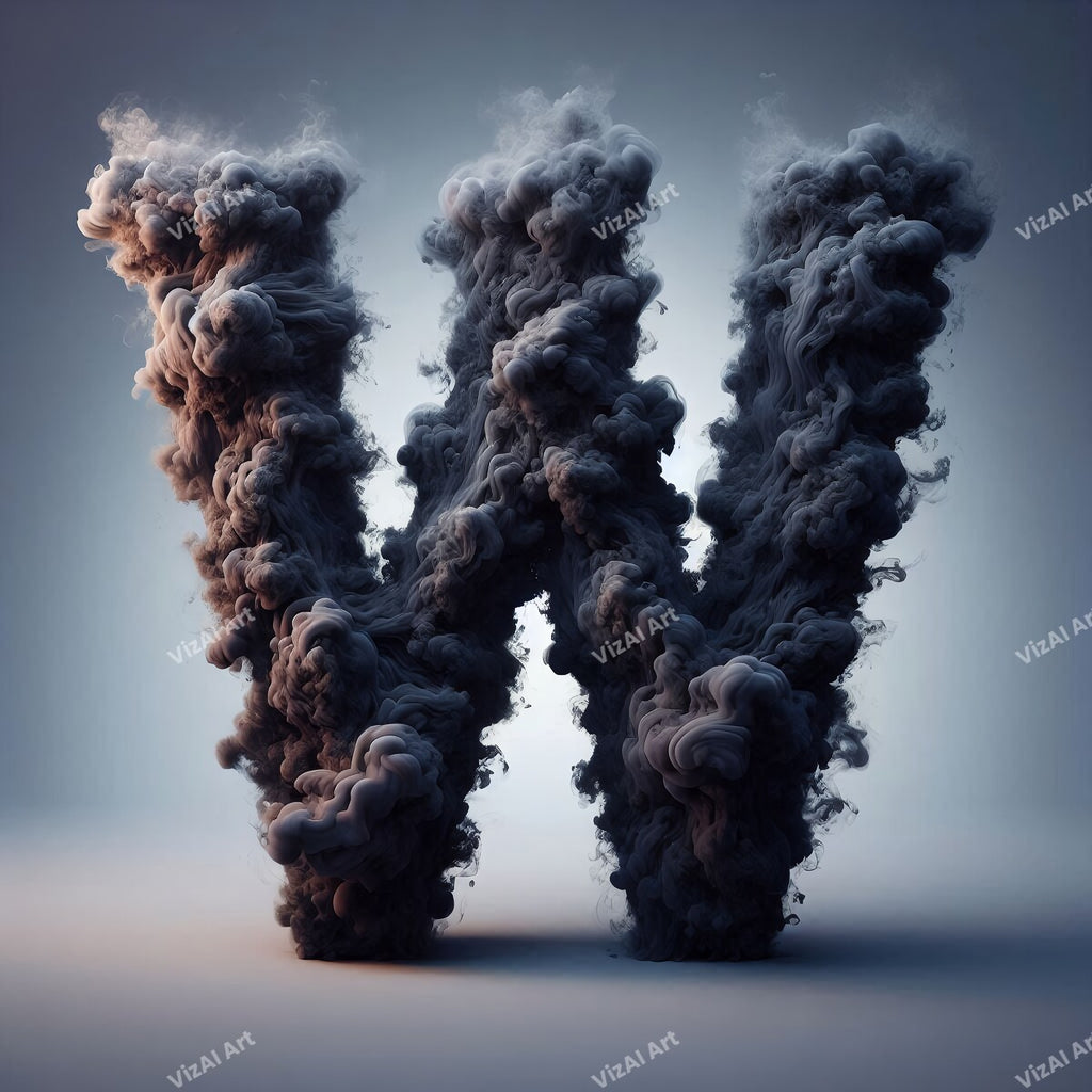 Black Smoke alphabet letter W